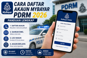 Panduan visual langkah demi langkah pendaftaran akaun MyBayar PDRM sehingga berjaya