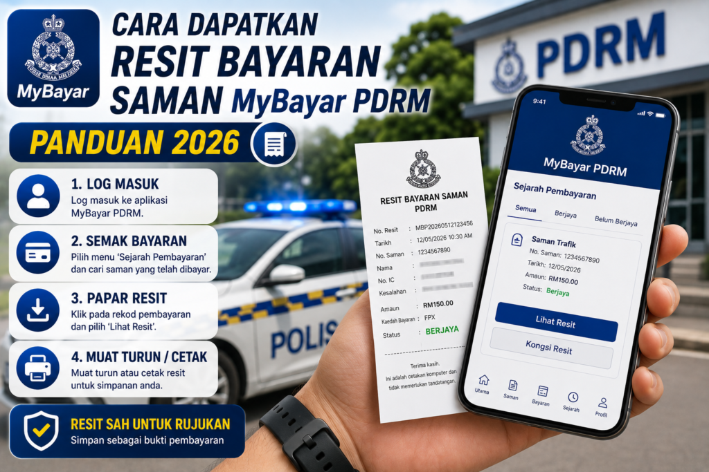 Cara Dapatkan Resit Saman Bayaran MyBayar PDRM — Panduan 2026