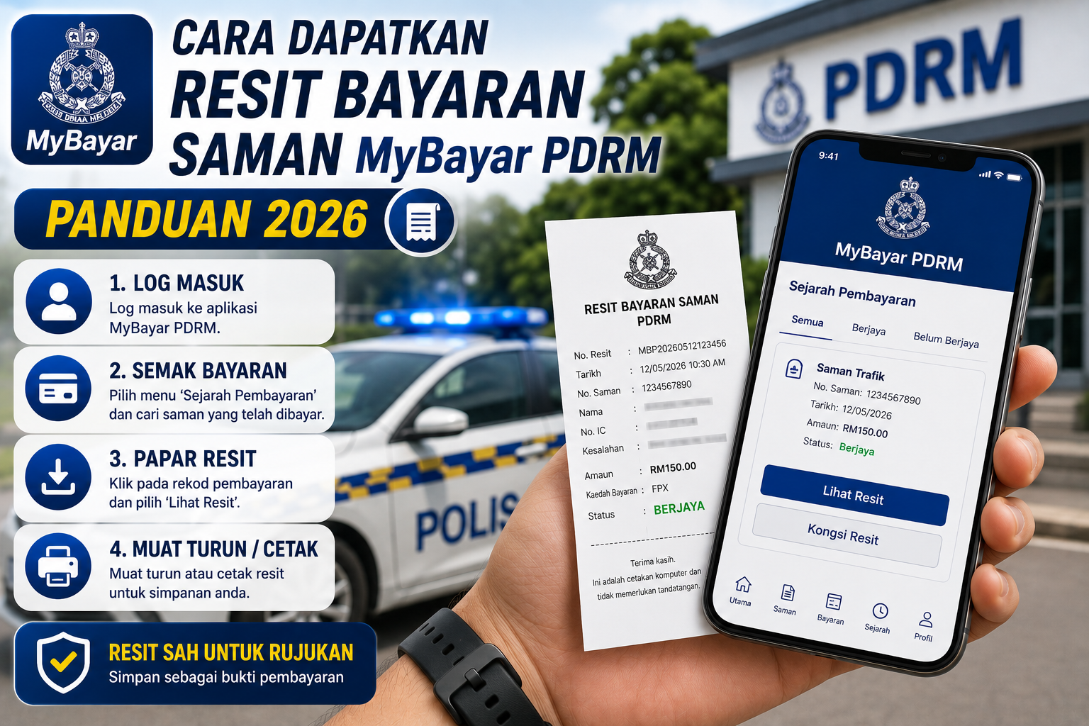 Cara Dapatkan Resit Bayaran Saman MyBayar PDRM — Panduan 2026