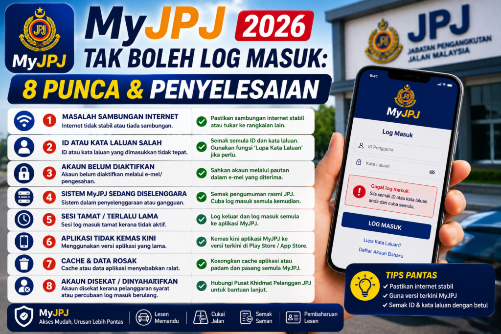 MyJPJ Tak Boleh Log Masuk? 7 Cara Selesaikan Masalah (2026)