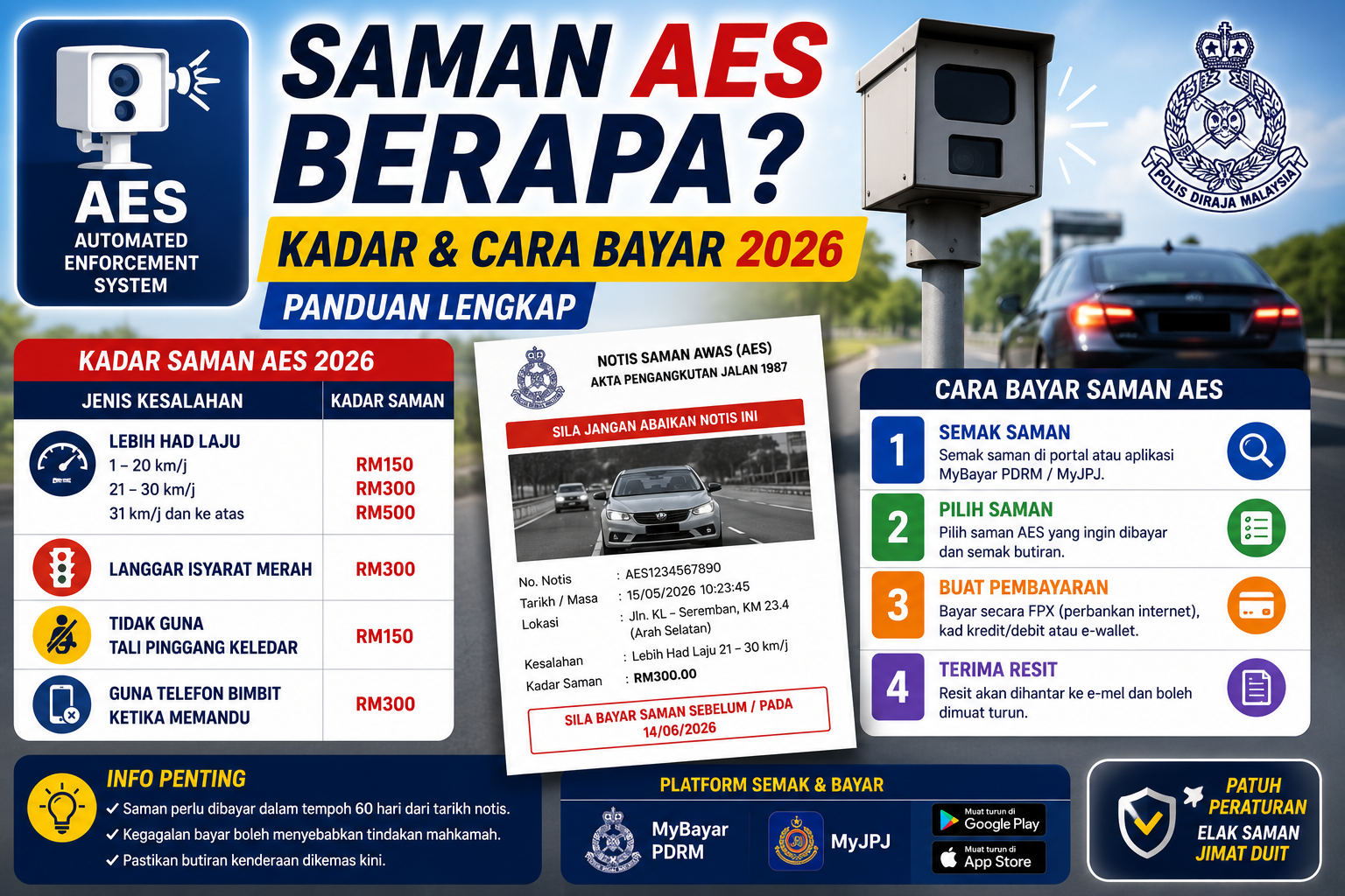 Saman AES Berapa? Kadar Kompaun & Cara Bayar 2026