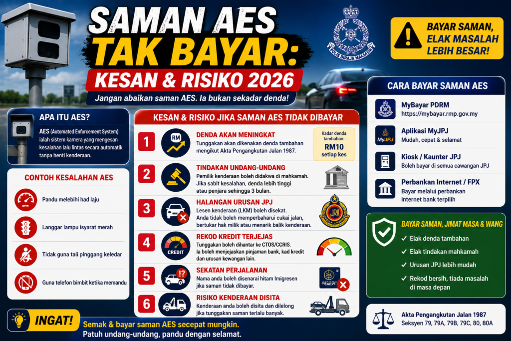 Saman AES Tak Bayar: Kesan & Risiko 2026