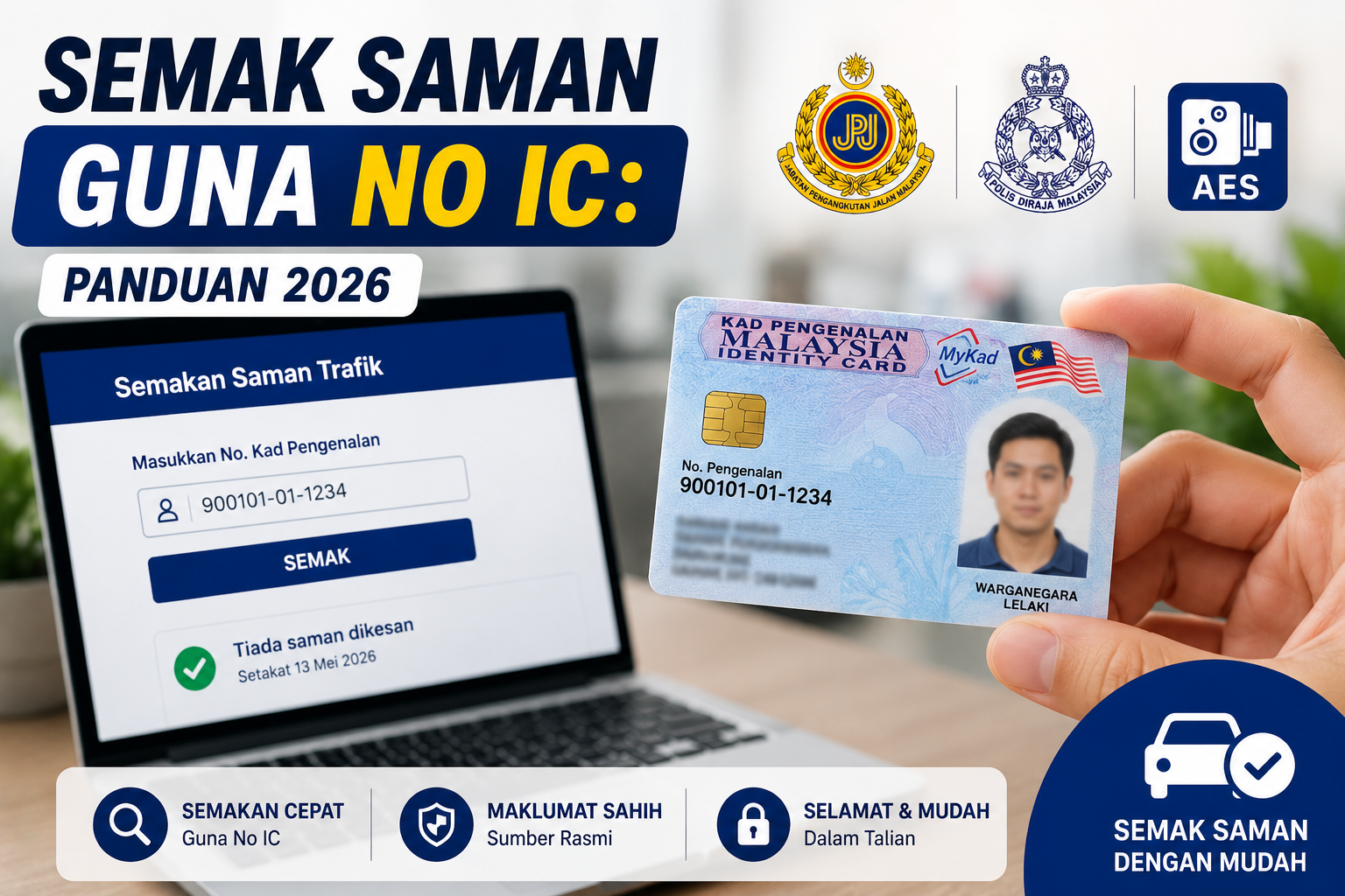 Semak Saman Guna No IC (Kad Pengenalan) — Cara Rasmi 2026