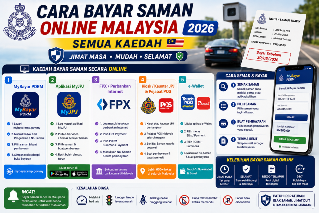 Cara Bayar Saman Online Malaysia 2026 — Semua Kaedah