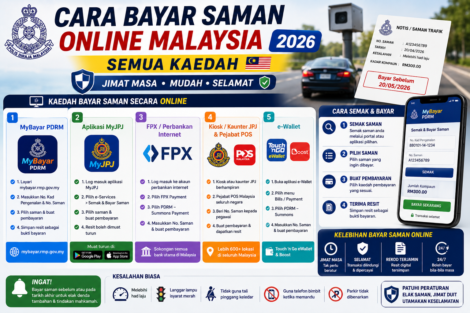 Cara Bayar Saman Online Malaysia 2026 — Semua Kaedah