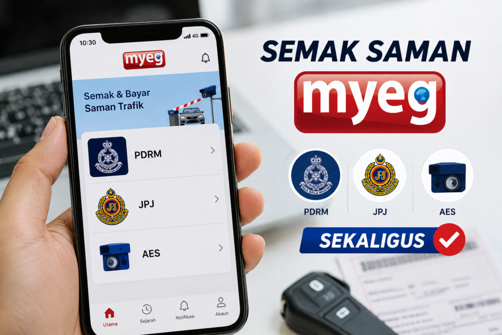 Semak saman MyEG — cara check PDRM, JPJ & AES sekaligus